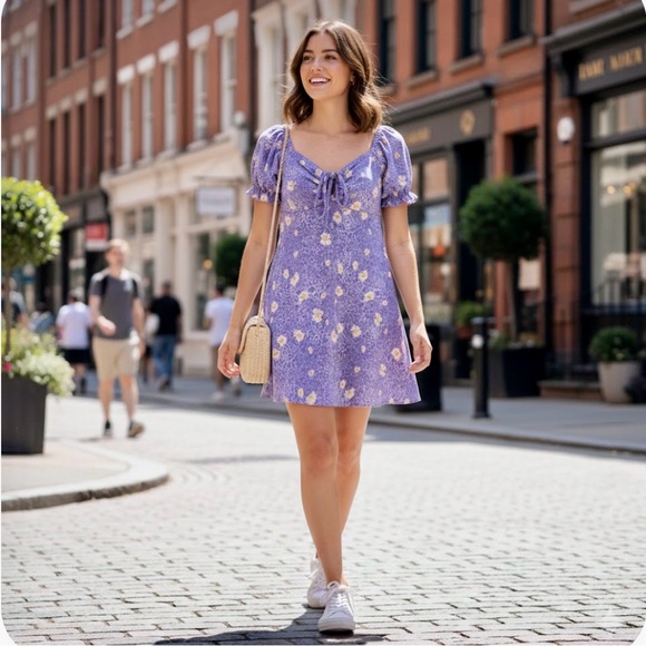 ASOS Dresses & Skirts - ASOS Lilac Floral Tie-Front Dress